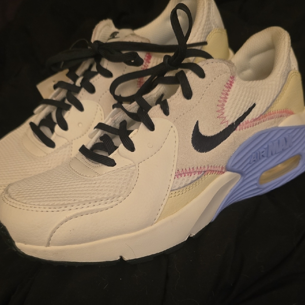 Nike Air Max White and Black Sneakers with Purple Accents